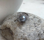 Genuine ocean pearl ring with bright reflective mirror-like luster