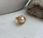 Elly’s genuine 10.6mm South Sea golden iridescent pearl ring in S925 sterling silver, elegant pearl jewelry