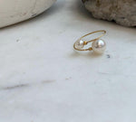 Genuine Akoya pearl engagement ring crafted with solid Au750 18K yellow gold, featuring an adjustable fit and timeless elegant style.
