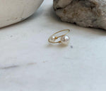 Elegant pearl jewelry gift featuring a genuine Japanese Akoya ocean pearl mounted on a solid 18K gold adjustable ring.