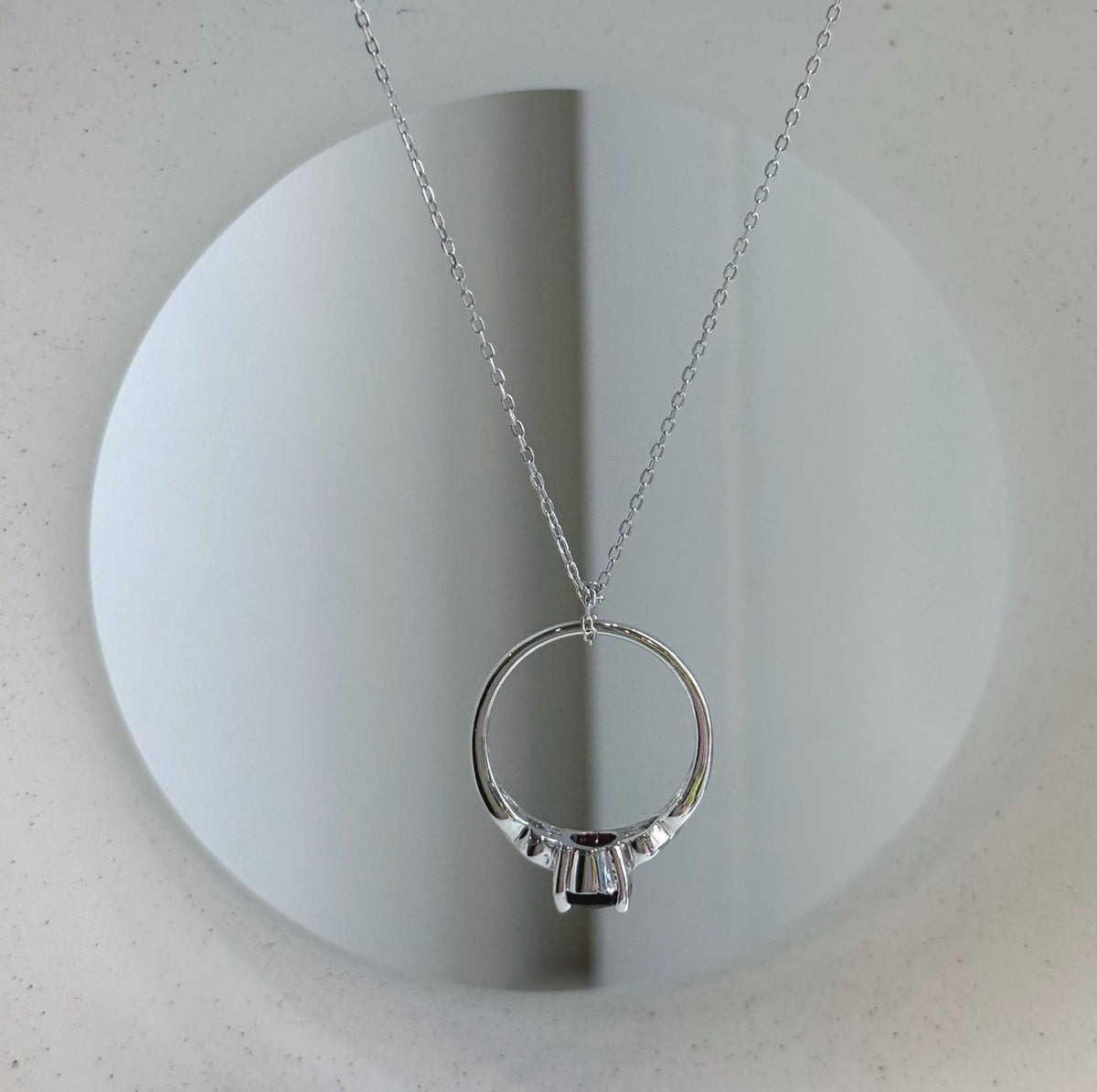 Deep red natural garnet pendant and ring set for women