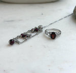 S925 sterling silver garnet necklace pendant and matching gemstone ring