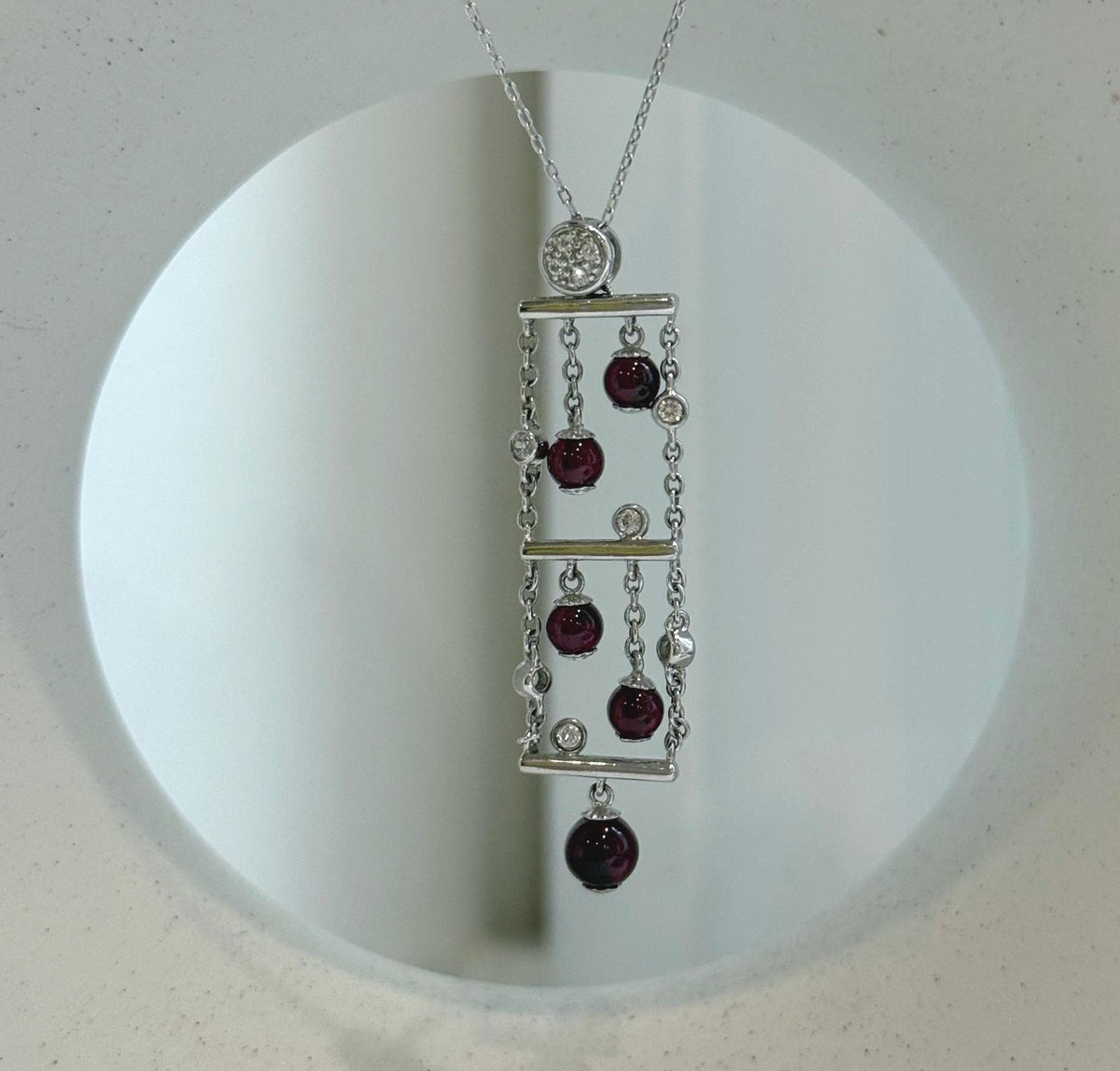 Classic garnet pendant and ring matching jewelry set for women