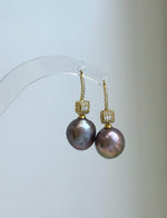 Unique rose lavender freshwater pearl earrings designed for elegant everyday or special occasion wear.