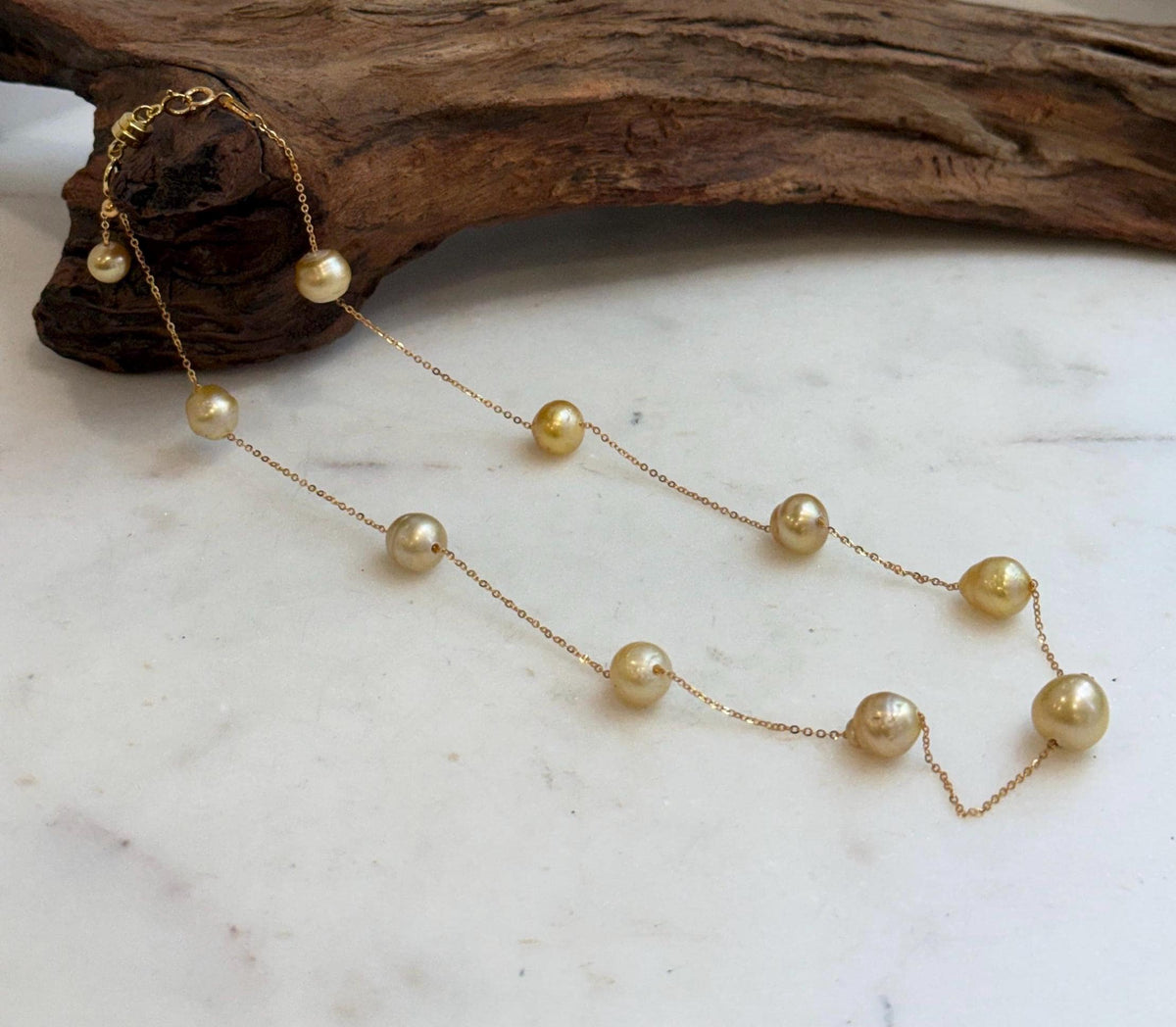 2. 3–9.9mm golden ocean pearl necklace