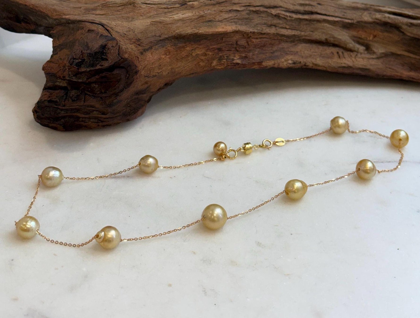 Genuine South Sea golden pearl necklace