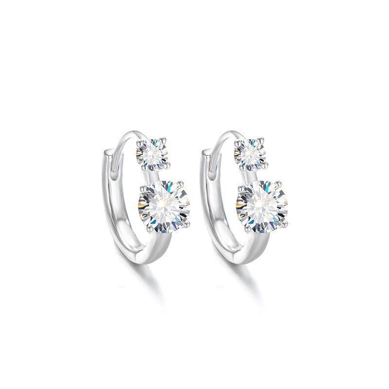 Minimalist S925 silver hoop earrings with brilliant round cut moissanite stones