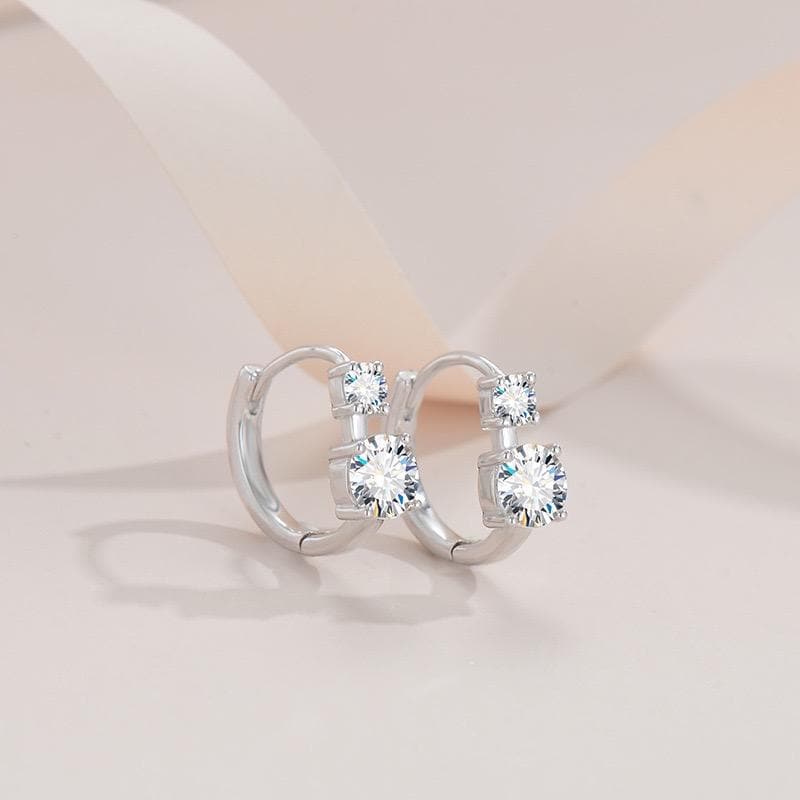 1.2CT round brilliant moissanite double stone hoop earrings for women