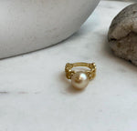 Elegant South Sea deep tea golden pearl statement ring