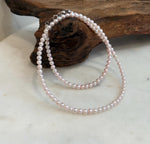 Elly’s Pale Pink Small Pearls Necklace Strand: Extreme luster mirrored,3.7-3.9mm, 17.7”, S925 silver necklace.