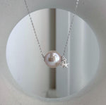 12.8mm Edison pearl floating pendant with solid 18K gold setting