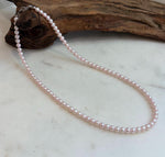Classic pale pink small pearl necklace with S925 silver closure