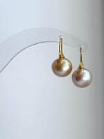 Mirror luster South Sea pearl earrings with sterling silver high heel hooks