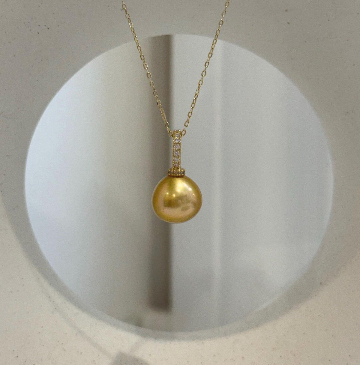 11.5mm Edison deep tea golden pearl pendant with extreme mirror luster