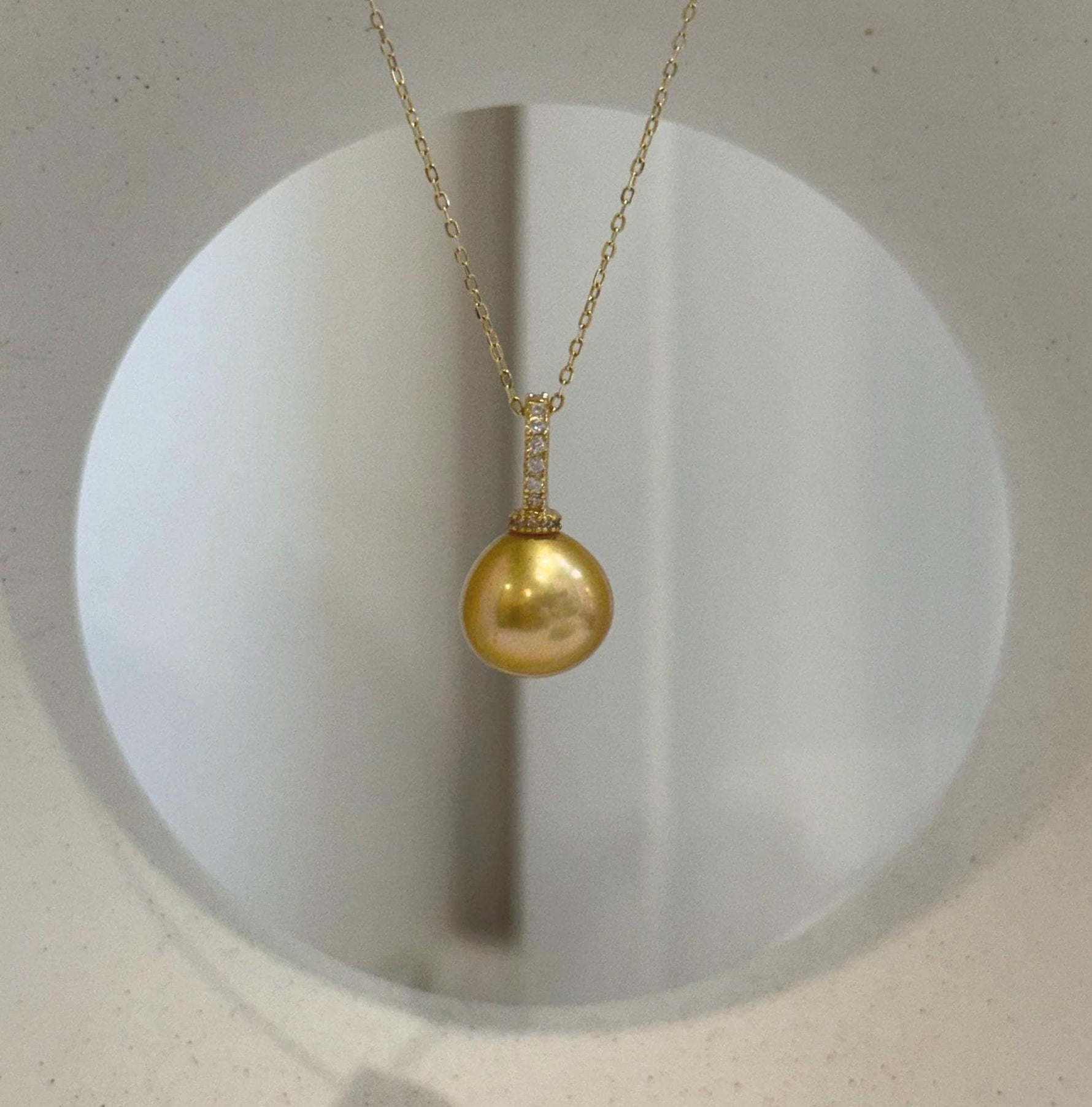 11.5mm Edison deep tea golden pearl pendant with extreme mirror luster