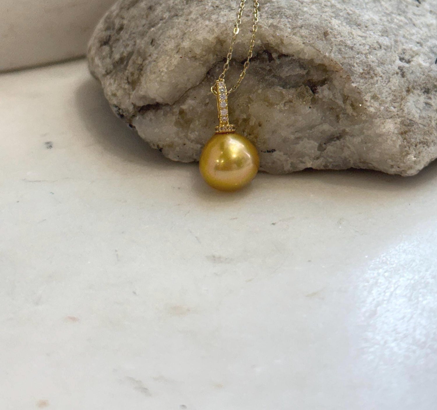 Genuine freshwater golden Edison pearl pendant in S925 sterling silver