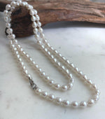 Elly’s 33.2” White Iridescent Drop Pearl Necklace | 7.5–8mm Genuine Pearls | Mirror Luster | Knotted | S925 Sterling Silver