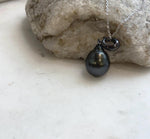 Genuine Tahitian saltwater pearl pendant in rich hunter green tone