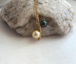 Mirror luster Tahitian and golden South Sea pearl double pendant for women