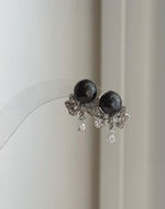 Round Tahitian pearl stud earrings with S925 sterling silver settings
