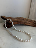 Elly’s 7.7–10.3mm White Silver Freshwater Pearl Necklace Choker | Extreme Mirror Luster | Hand Knotted | 17.4” | S925 Silver