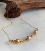 South Sea golden pearl station necklace with S925 sterling silver setting
