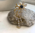 Elly’s 8.2mm Tahitian Piano Black Ocean Pearl Floral Brooch Pendant 2-in-1 | Extreme Luster | Genuine Saltwater Pearl