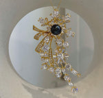 Elly’s 8.2mm Tahitian Piano Black Ocean Pearl Floral Brooch Pendant 2-in-1 | Extreme Luster | Genuine Saltwater Pearl