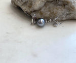 Natural Tahitian pearl pendant with polished S925 sterling silver chain