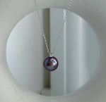 Elegant 11mm purple Edison pearl necklace with 0.05ct genuine diamond and Au750 solid gold pendant.