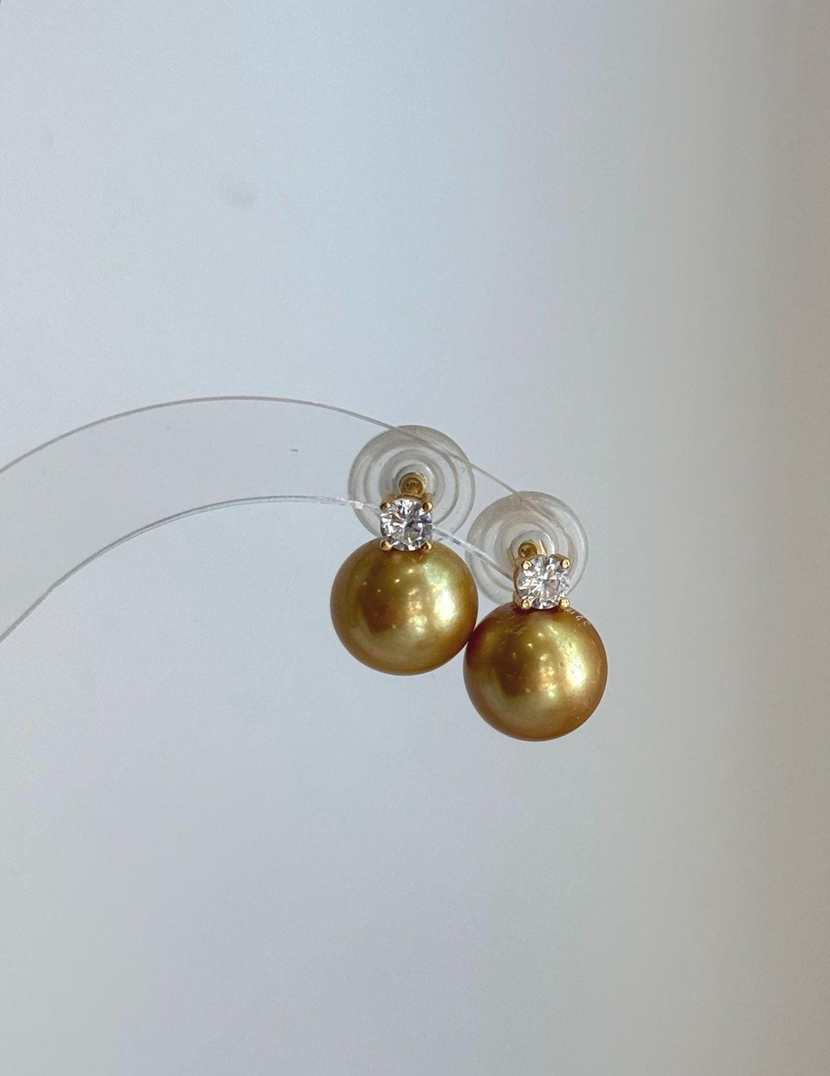 Elly’s 11.3mm Edison Golden Pearl Stud Earrings | Genuine Freshwater Pearls | Extreme Mirror Luster | 1.4cm High | S925 Sterling Silver