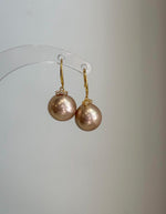 Genuine freshwater pearl drop earrings with large 12mm round Edison pearls.