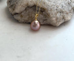 Genuine 12.1mm Edison rose gold pearl pendant with beautiful metallic shine.