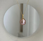 Elegant 12.1mm rose gold pearl pendant set in S925 sterling silver.