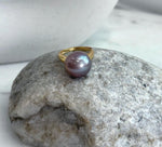 Genuine Edison pearl ring featuring a large 12.3×13.2mm freshwater pearl with brilliant mirrored luster.