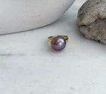 Large pearl adjustable ring crafted in S925 sterling silver with an extreme-luster Edison pearl.