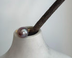 Close-up of large Edison pearl ring showing extreme mirror-like luster and natural pearl beauty.