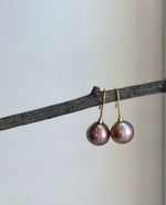 Elegant Edison freshwater pearl hook earrings with large 12.6mm pearls and S925 sterling silver hooks.