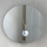 Elly’s 11.6mm Edison white silver pearl pendant with extreme mirror luster and S925 sterling silver setting.