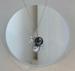 Double Tahitian pearl pendant featuring genuine 9.2–9.5mm saltwater ocean pearls with beautiful mirror luster and S925 sterling silver.