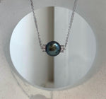 12.7mm genuine Tahitian ocean pearl vintage pendant chain set with mirror luster and S925 sterling silver.
