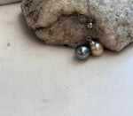 Genuine South Sea golden pearl and Tahitian pearl double pendant necklace with S925 sterling silver chain.