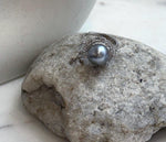 Genuine Tahitian platinum pearl adjustable ring in S925 sterling silver