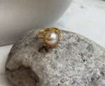 Genuine 10.6mm South Sea golden ocean pearl ring with beautiful iridescent overtones and extreme luster