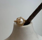 Statement 10.6mm South Sea golden pearl ring with colorful iridescent glow and S925 silver band