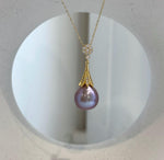Large 12.3mm lavender purple Edison pearl pendant with brilliant mirror-like shine
