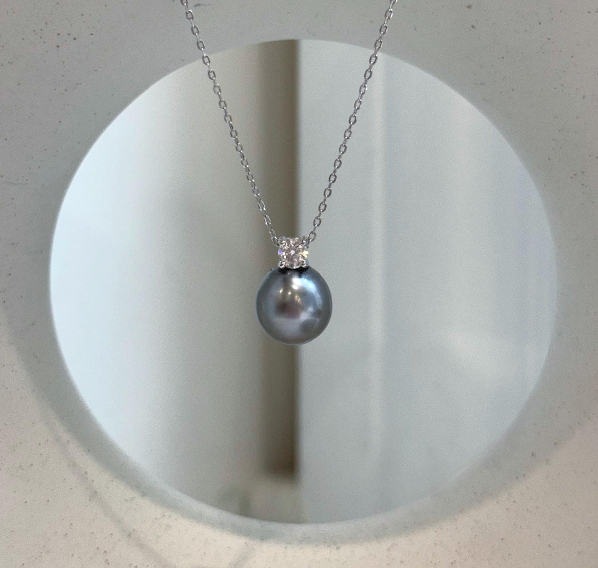 Elly’s 10.5mm Tahitian Ocean Pearl Moissanite Pendant | Genuine Saltwater Pearl | Mirror Luster | S925 Sterling Silver Necklace Gift