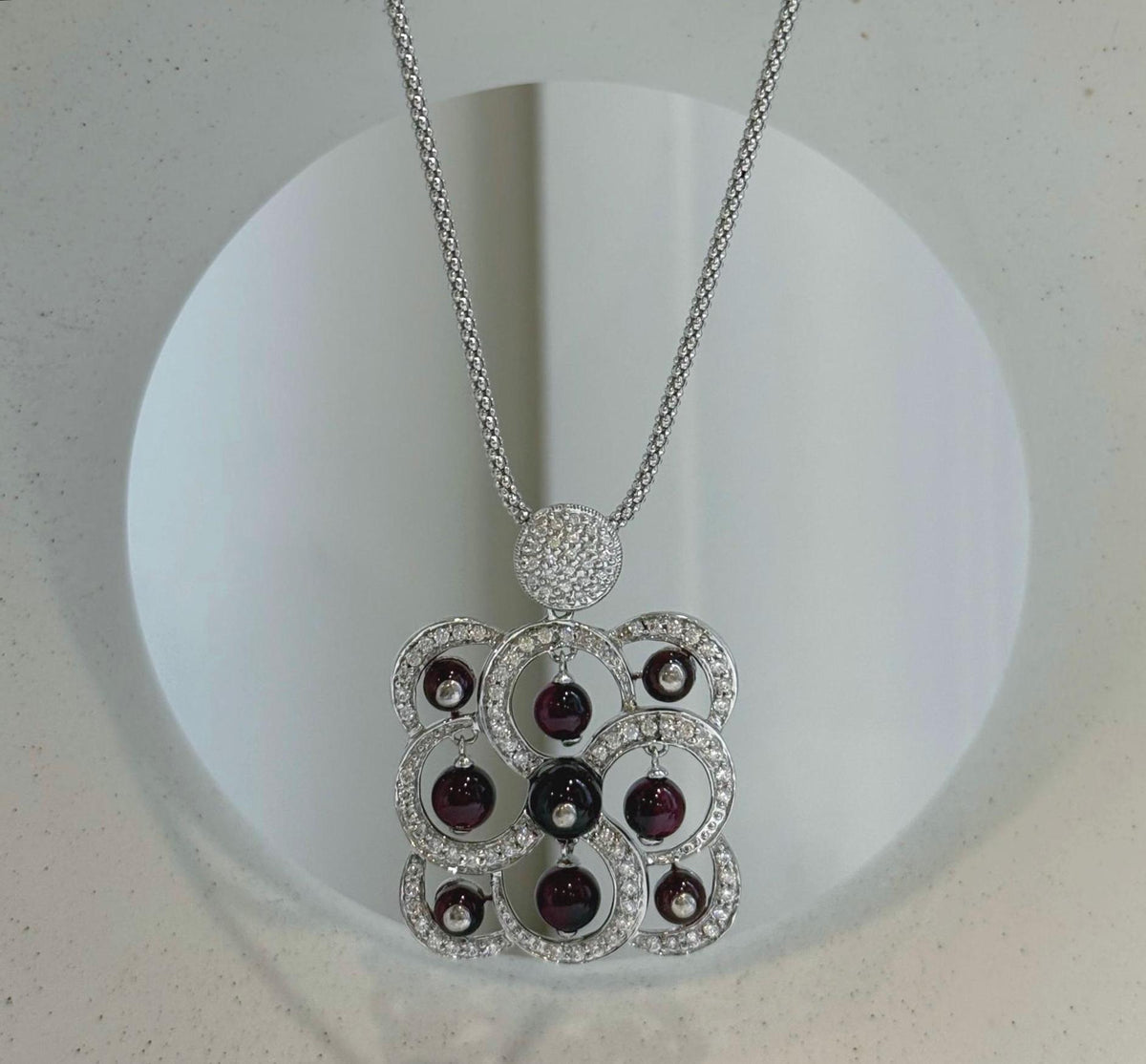 23.6 inch long garnet gemstone necklace with genuine deep red natural stone