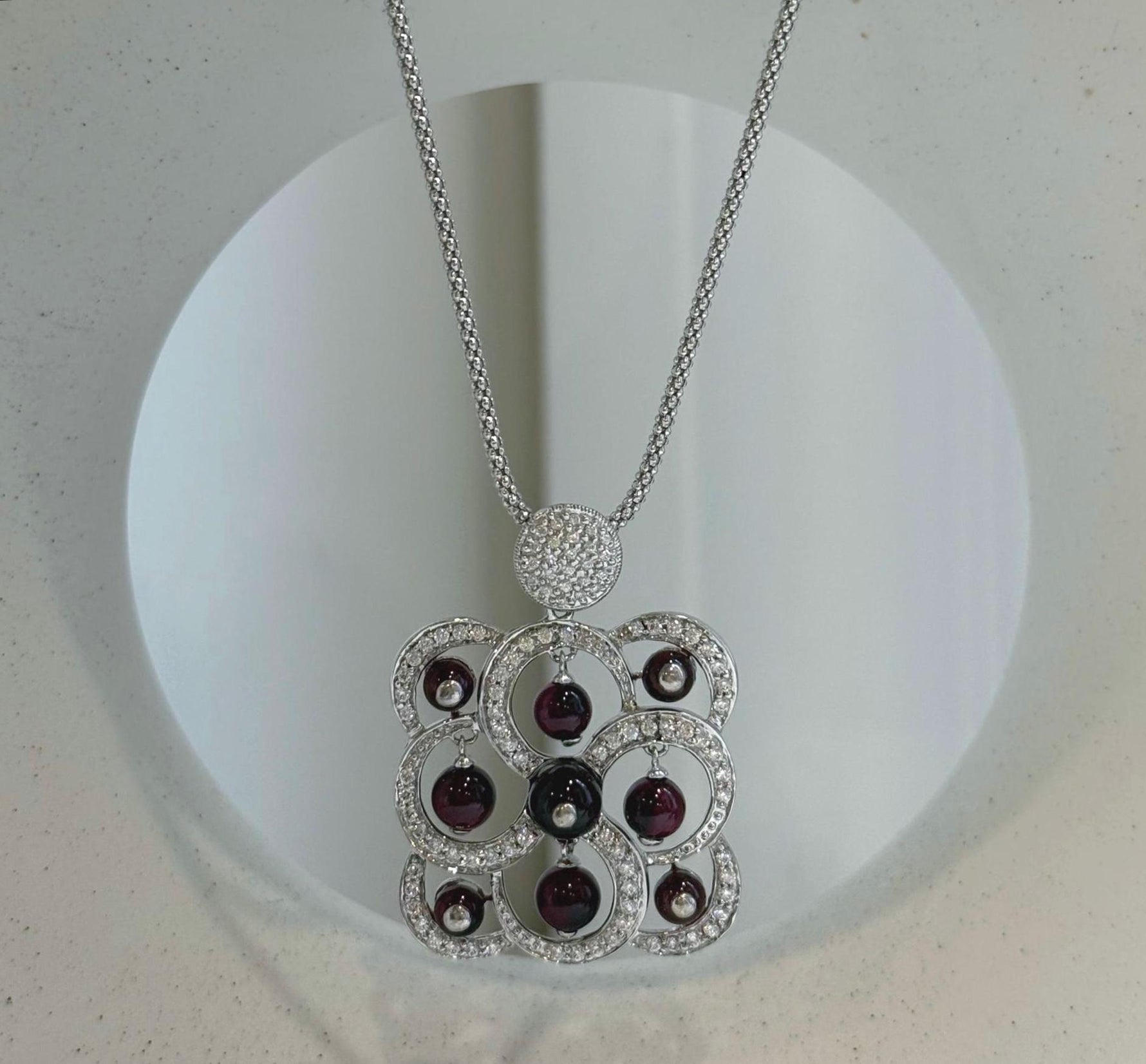 23.6 inch long garnet gemstone necklace with genuine deep red natural stone