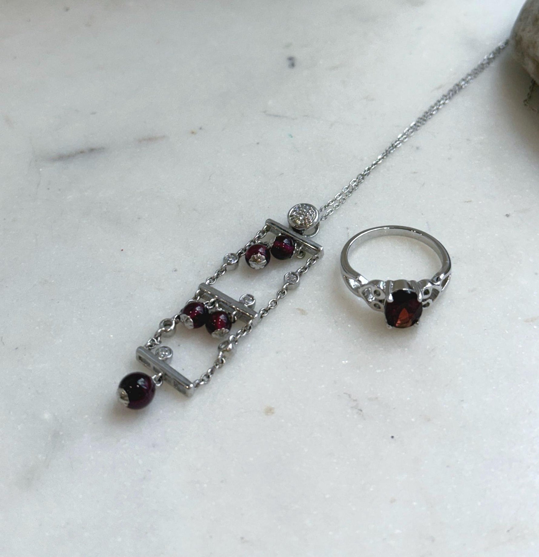 Genuine natural garnet sterling silver jewelry gift for birthday or anniversary